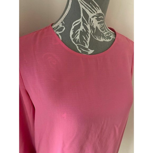 Mango Pink Blouse Chiffon Top Long Sleeves Size 8 - Picture 3 of 6